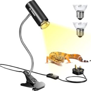 Luxvista Tortoise Heat Lamp,150W Reptile Heat Lamp with Clamp,360° Rotatable Basking Lamp with Switch for Turtle,Chick,Bearded Dragon,Puppy,Lizard with 2pack 50W UVA/B Heat Bulb