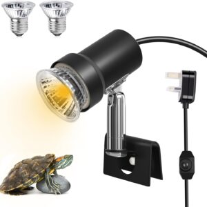 Klarlight Tortoise Heat Lamp E27 100W Heat Lamp for Reptiles Basking Lamp with E27 Ceramic Bulb Holder and Dimmer Switch (Includes 2 UVA UVB Bulbs 25W+50W)