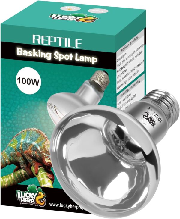 LUCKY HERP Reptile Heat Lamp Bulb, 100W Basking Spot Heat Bulb for Reptiles, Vivarium UVA Heat Light for Tortoise, Bearded Dragons, Lizards, Chicks, Dog