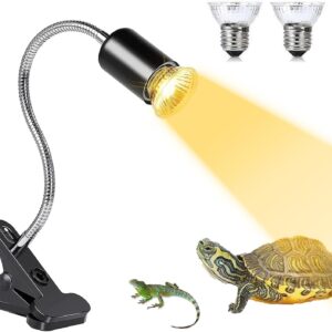 SANON Tortoise Heat Lamp, Reptile Heat Lamp, Dimmable Adjustable Turtle Basking Lamp with 2 Bulbs for Reptile Turtle Lizard