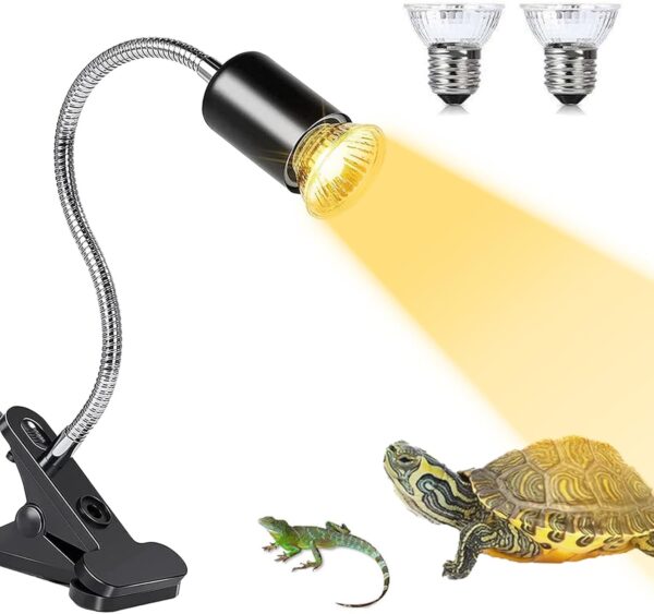 SANON Tortoise Heat Lamp, Reptile Heat Lamp, Dimmable Adjustable Turtle Basking Lamp with 2 Bulbs for Reptile Turtle Lizard