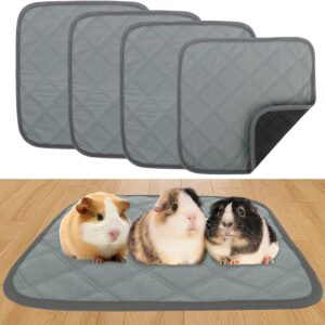 Niuoppy 4pc Guinea Pig Cage Liners, Pet Guinea Pig Pee Pads Washable, Absorbent Guinea Pig Bedding Mat Pad for Small Animals, 30cmx30cm (Light Grey)