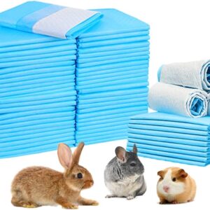 Amakunft Rabbit Pee Pads, Pet Toilet/ Potty Training Pads, Super Absorbent Guinea Pig Disposable Diaper for Hedgehog, Hamster, Chinchilla, Cat, Reptile and Other Small Animal (50pcs-18 x13, Blue)