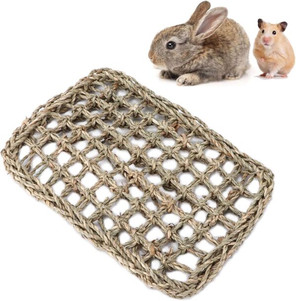 Rabbit Activity Seagrass Mat, Pet Woven Seagrass Protector Chew Toy Mat Small Animal Mat Bunny Bedding Nests Activity Play Bed for Rabbits Chinchilla Hamster Guinea Pigs