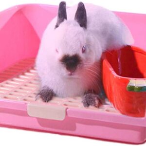 Oncpcare Super Large Rabbit Litter Box, Small Animal Restroom Square Rabbit Litter Toilet Chinchilla Potty Trainer Guinea Pig Litter Tray for Mink Squirrel Weasel