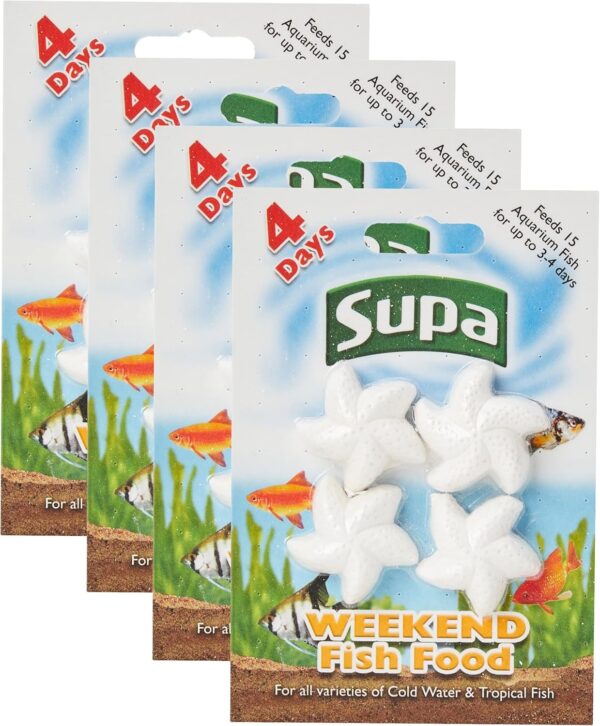 Supa Aquarium Weekend Fish Food, 4 Days, Pack of 4, Easy To Use, Slow Releasing Food Block For Feeding Cold Water & Tropical Aquarium Fish