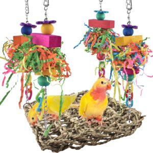 Parrot Swing Chewing Toy, ERKOON Cockatiel toy, Budgie Parrot Toys for Conures, Cockatiel, African Grey Parrot, Cockatoos and a Variety of All Parrots (Red)