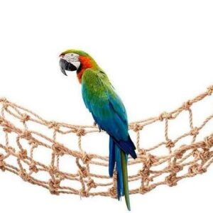 Queen.Y Parrot Bird Climbing Net, Hanging Birds Swing Toys Cotton Rope Perch Hammock Toy for Parrot Budgies Parakeet Macaw African Greys Perch Stand