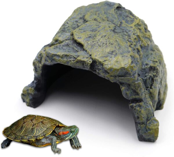 Svauoumu Reptile Hide Rock Tortoise Cave Large Gecko Hideouts Resin Bearded Dragon Hide, for Turtles, Horned Frogs, Lizards,Spiders,Snakes, Tortoise Accessories