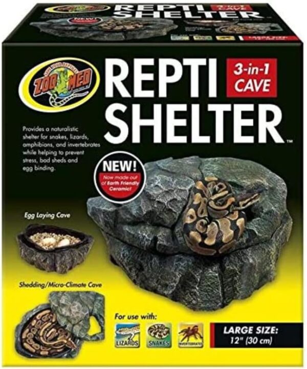 Zoo Med RC-32 Repti Shelter 3 in 1 Cave for Reptiles and Amphibians LG, Large- 30cm