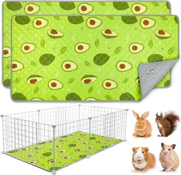 2 Pack Guinea Pig Bedding, Washable Guinea Pig Cage Liner Reusable Guinea Pig Mat Waterproof Guinea Pig Bedding for Cage, Super Absorbant Guinea Pig Pee Pads for Small Animals Hamster Rabbit Squirrel