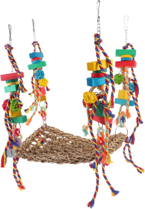 BELLIFFY Parrot Toy Bird Cage Hammocks Parrot Stand Perch Parakeet Toys Parakeet Swing Hammock Toy for Bird Parrot Cage Toy Parrot Hanging Swing Bird Hammock Bird Hanging Swing Polyester