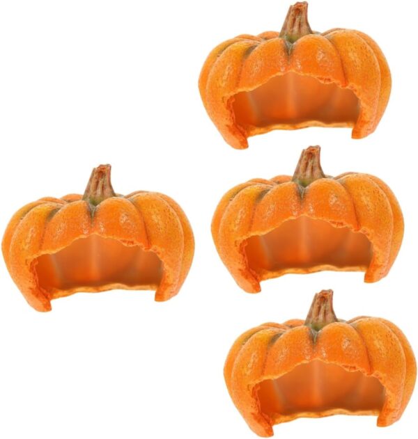 BESPORTBLE 4pcs Aquarium Landscaping Pumpkin Gecko Hide Hideout Pumpkin Cave Fish Tank Pumpkin Decor Reptile Hideaway Habitat Aquarium Assecories Pumpkin Hideout Lizard Hideout Cave Resin