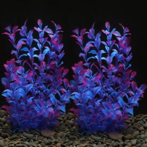 BYYX Plastic Plants for Aquariums Aquarium Plants Artificial Plastic Fish Tank Plants Decoration Ornament Safe for All Fish (B-PURPLISH BLUE (2PCS))