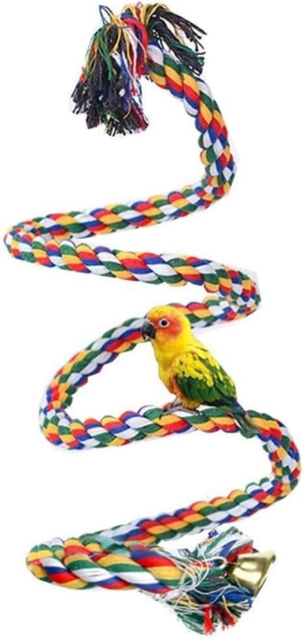 Bird Rope Perches Birdcage Swing Toys Bird Parrot Colorful Cotton Standing Rope Perch Bird Climbing Parrot Stand Toys Bird Perch- Cage Rope for Parrot/Parakeet/Cockatiel Bungee 100CM (39 Inch)