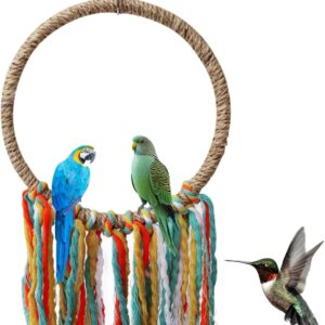 Bird Swing,Random colour Bird Toys Bird Rope Ring Swing Perch,Bird Toy for Parrots Wooden Swing Toys for Parrots,Hanging Toy Pet Swing for Parakeets、Conure And Other Small to Medium-sized Birds