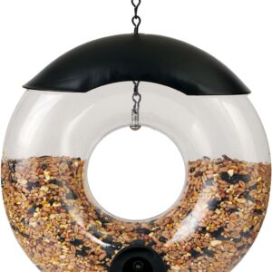 Emjeez Mart Donut Bird seed Feeder with Premium Seeds, High Energy Treats Hanging Garden Outdoor Decor, Refillable Lawn and Garden Outdoor use, bird feeders for Wild birds