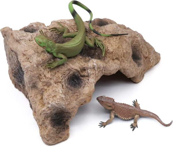 Flushbay Reptile Hides Large Rock Reptile Cave Hideout Terrarium Habitat Decor Ornament Shelter for Snake Geckos Lizards Bearded Dragon