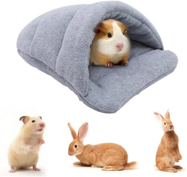 Guinea Pig Bed Hamster Bed Sleeping Bag Cave Nest Cushion Soft Warm Slippers Guinea Pig House Pet Winter Bedding Cage Accessories for Small Animal Squirrel Hedgehog Rat Chinchilla Ferret (Grey)