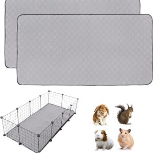 Guinea Pig Cage Liners, LWYMX 24''X72'' Washable Guinea Pig Pee Pads, Non Slip Reusable Super Absorbent Guinea Pig Training Mat Bedding Fleece for Small Animals Hamster Rabbit Chinchilla Rat, 2Pack