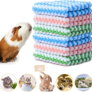 Guinea Pigs Soft Blankets 6 Pieces, Rabbits Hamster Fleece Cage Liners, Bedding Mats Bath Towels for Small Animals Pets Puppy Kitten Hedgehog Squirrel Accessories