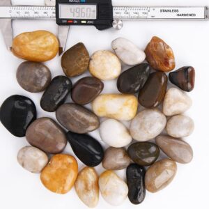 Hisredsun 3.96 lb Multi Polished Stones 3-5cm Natural River Pebbles Gravel for Aquarium, Flowerpot, Landscaping, Vase Fillers and Garden Decoration