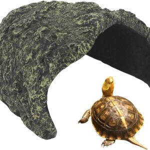 La La Pet® Resin Large Reptile Rock Hide Cave Reptile Basking Platform Reptile Hideout Cave Turtle Basking Rock Reptile Habitat Rock for Aquariums and Terrariums