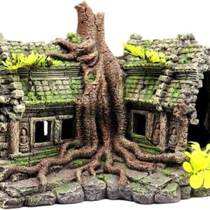 OMEM Reptile Decorations for Terrariume Hides and Caves Aquarium Landscaping Decoration Rockery Cave Tree Root Creative Cottage Goldfish/Small Pets Avoid - Advanced Security Material