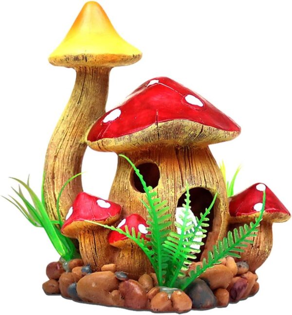 OMEM Reptile Hide Cave Amphibian Habitat Accessories Ornaments garden mushroom House decor Landscape Ornament