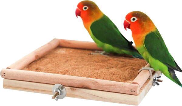 Parrot Bird Perch Stand, Bird Platform Toy, Natural Wooden Bird Cage Stand Pole Accessories, Paw Grinding Standing Climbing Perch for Birds Parrots Rats Parakeets Budgies Love Birds 20 × 20 CM