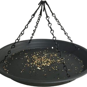 Pmsanzay 12.8'' Bird Seed Catcher Tray Platform Feeder, Large Hanging Tray Fits Most feeders Catches Falling Seed & Husk Great for Attracting Birds Outdoors,Backyard,Home Gardentracting Birds, Black