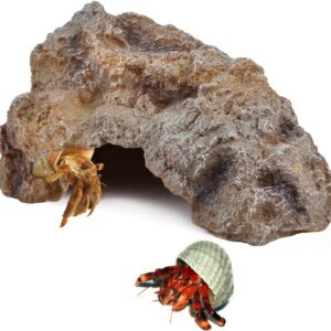 Reptile Hides Large Rock High Simulation Reptile Cave Hideout Hide Stone Cave Amphibian Hides Resin Terrarium Habitat Decor Shelter for Gecko Bearded Dragon Lizard Turtle Frog Spider(Large)