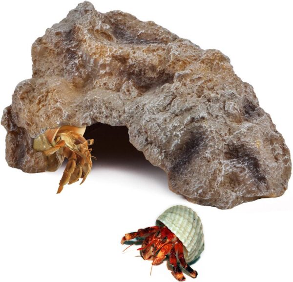 Reptile Hides Large Rock High Simulation Reptile Cave Hideout Hide Stone Cave Amphibian Hides Resin Terrarium Habitat Decor Shelter for Gecko Bearded Dragon Lizard Turtle Frog Spider(Large)