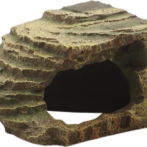 Resin Reptile Rock Hide Cave, Decorative for Aquariums & Terrariums, Great for Reptiles, Amphibians, and Fish