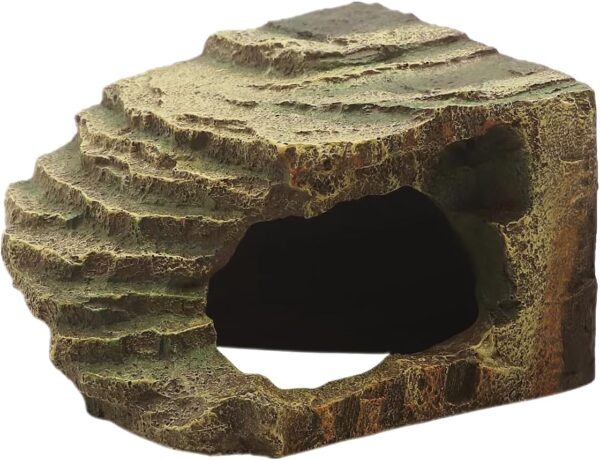 Resin Reptile Rock Hide Cave, Decorative for Aquariums & Terrariums, Great for Reptiles, Amphibians, and Fish