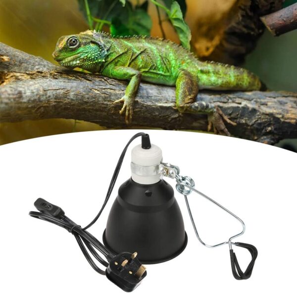 Sonhomay E27 Reptile Turtle Heat UVA/UVB Bulb Lamp Light Holder 220V 300W Reptile Clamp Lamp Heating Lighthouse for Chicken Brooder Basking Small Pet Animal(UK Plug)