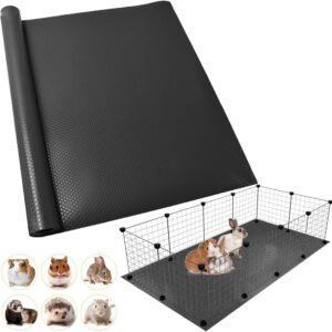 TCYPUHL Washable Guinea Pig Bedding Cage Liner Waterproof Rabbit Bedding, Easily Cut to Suit Cage and Reusable Pads for Guinea Pigs, Rabbits, Hamsters, Gerbils, and Chinchillas,18"×79",1pcs, Black Mat