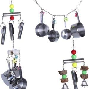 TQUXNGA 4 Pieces Parrot Nest Bird Ladder Swing Hammock Small Pet Bells Metal Stand Small Pet Ladder Blocks