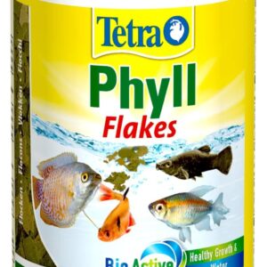 Tetra Phyll Flakes Fish Food for All Herbivorous Ornamental Fish, Flake Food with Essential Fibre, 100 ml Tin