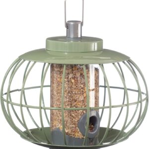 The Nuttery LAND03 Chinese Lantern Seed Squirrel Proof Bird Feeder - Hanging Seed Feeder for Garden Birds - Stylish, Sturdy Design - Metal Bird Feeder in Celadon Green