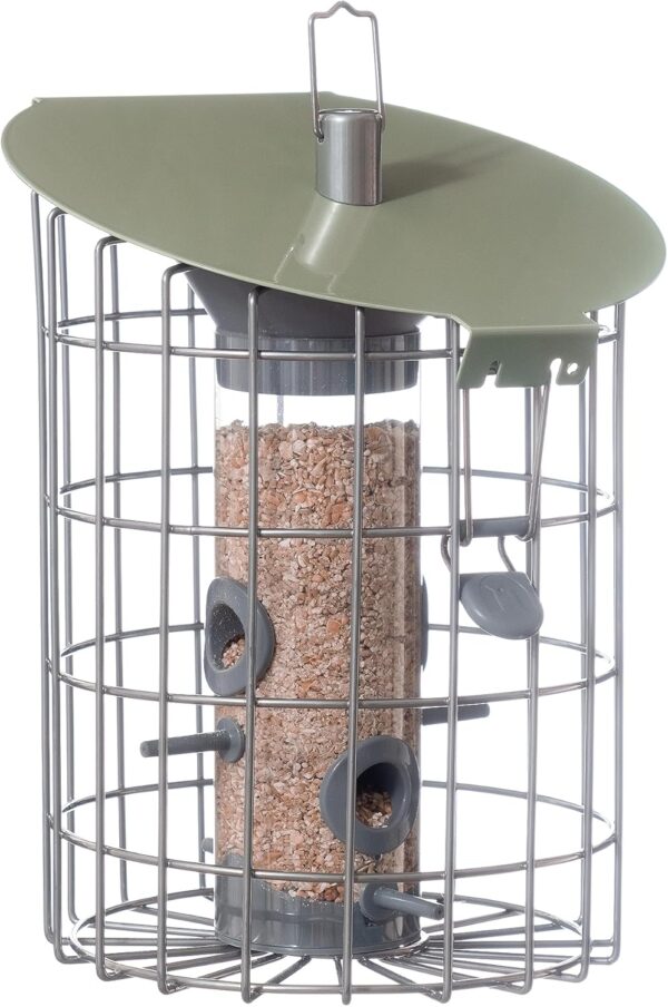 The Nuttery RNMD01 Roundhaus Seed Squirrel Proof Bird Feeder, Celadon Green