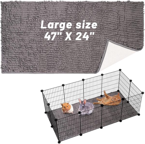 UNIFAMILY Fleece Guinea Pig Cage Liners, Washable Guinea Pig Bedding Pads, Super Absorbent, Waterproof, Reusable Pee Pad for Small Pet Cages (14" X 8.3") (Grey)