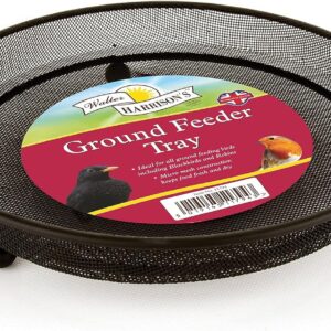 Walter Harrison's Bird Feeding Station Heavy Duty Metal Ground Wild Garden Bird Feeder Black Mesh Feeding Tray - 22 cm