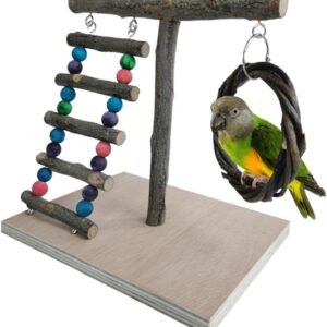 Wooden Bird Parrot Play Stand, Bird Playground, Bird Playground, Bird Playground with Ladder and Swing, Bird Playground, for Parrots, Budgies, Parakeets, Finch