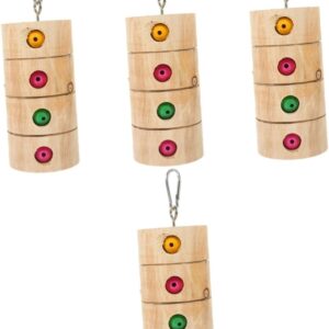 Yardwe 4pcs Parrot Educational Toy Parrot Intelligence Trainer Parrot Pillar Plaything Parrot Toys Developmental Toys Parrot Swing Toy Toyss Bird Cages for Cockatiels Chew Supplies Wooden