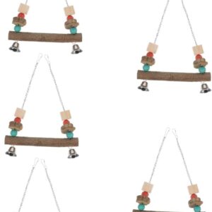 Yardwe 5pcs Parrot Perch Toys for Birds Daily Parrot Swing Hummingbird Swing Bird Stand Parrot Accessories Cockatiel Perch Parrot Cage Toys Small Bird Toys Funny Bird Swing Wooden