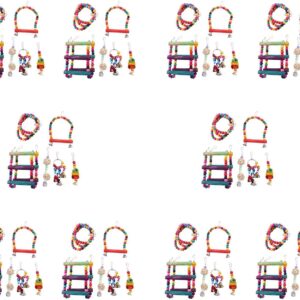 pintoc 60 Pcs Bird Parrot Toys, Bird Swing Toy Colorful Chewing Hanging Hammock Swing Bell Pet Climbing Ladders Toys Bird Toys