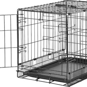 Amazon Basics XS Metal Dog Crate/Cage with Tray, Durable and Foldable Dog Cage with Single Door, Black, Extra Small 56cm (22")