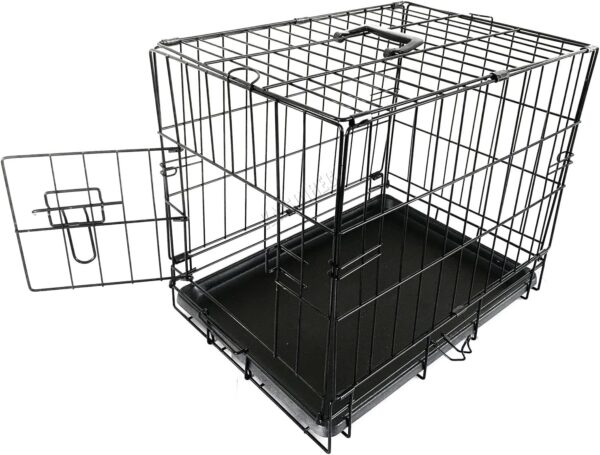 FoxHunter 18" 18 Inch Pet Dog Puppy Cat Training Cage Crate Carrier Metal Folding With ONE Door and Tray XSmall Black New