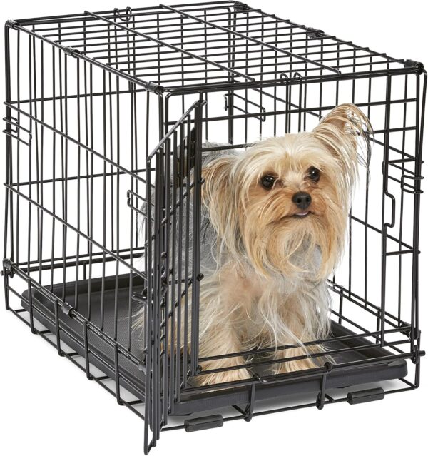 MidWest Homes for Pets Newly Enhanced Single Door iCrate 45.72 cm (18-Inch) Long Dog Crate, Includes Leak-Proof Pan, Floor Protecting Feet , Divider Panel & New Patented Features, Black, Model 1518